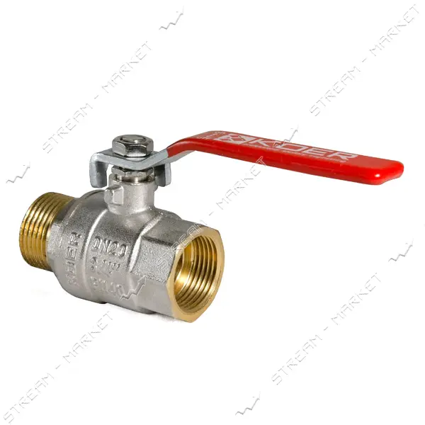 Шаровый кран Koer 3/4" В/Н с красной ручкой рычаг вода латунный шар PN40                            