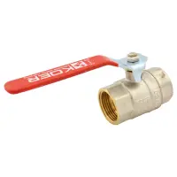 Шаровый кран Koer 1" В/В с красной ручкой рычаг вода латунный шар PN25                              