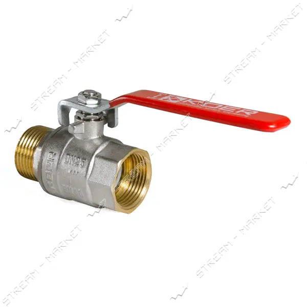 Шаровый кран Koer 1" В/Н с красной ручкой рычаг вода латунный шар PN40                              