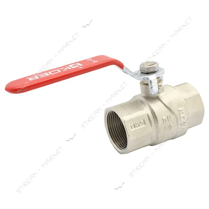 Шаровый кран Koer 1 1/2" В/В с красной ручкой рычаг вода латунный шар PN25 882 гр                   