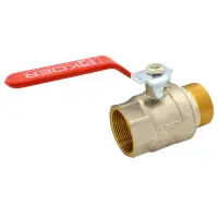 Шаровый кран Koer 1 1/2" В/Н с красной ручкой рычаг вода латунный шар PN25 911 гр                   