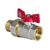 Шаровый кран с американкой прямой KOER 1" В/Н с красной ручкой бабочкой вода PN40                   