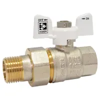 Шаровый кран с американкой прямой KOER 1" В/Н с белой ручкой бабочкой вода PN40                     