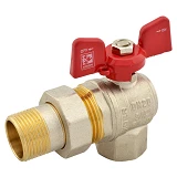 Шаровый кран с американкой угловой KOER 3/4" В/Н с красной ручкой бабочкой вода PN40