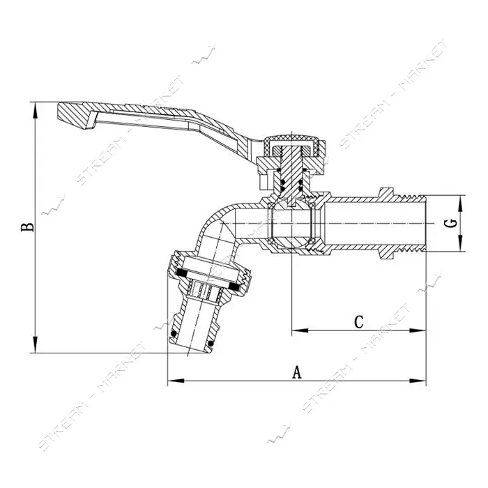 Кран полива Koer KR.247 1/2" с коннектором для быстрого подключения
