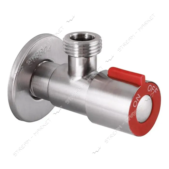 Кран Zerix для подключения сантехприборов VAL-02-1/2"x1/2" нерж сталь SUS304 красный