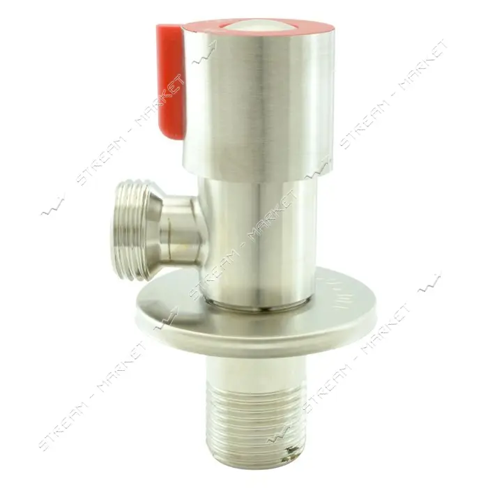 Кран Champion VAL-02 1/2"-1/2" для подключения сантехприборов нержавеющая сталь SUS 304 красный     