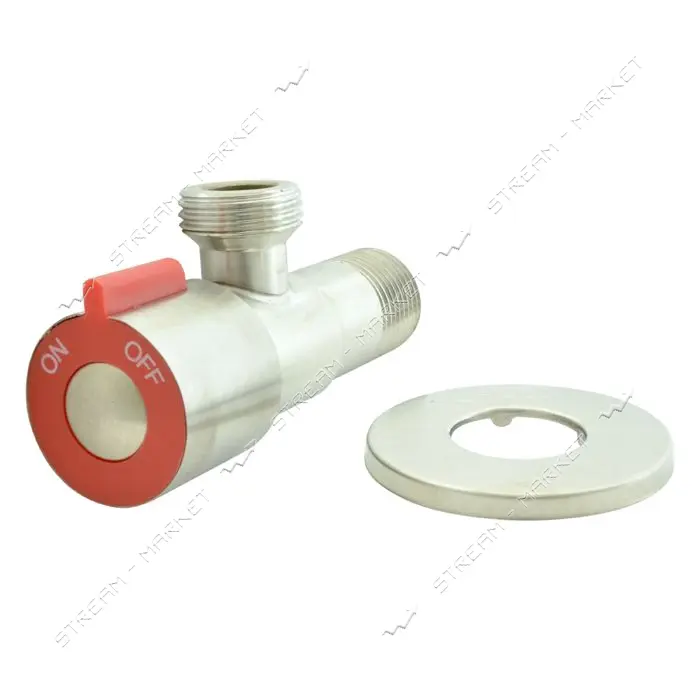 Кран Champion VAL-02 1/2"-1/2" для подключения сантехприборов нержавеющая сталь SUS 304 красный     