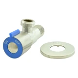 Кран Champion VAL-01 1/2"-1/2" для подключения сантехприборов с нержавеющей стали SUS 304 синий     