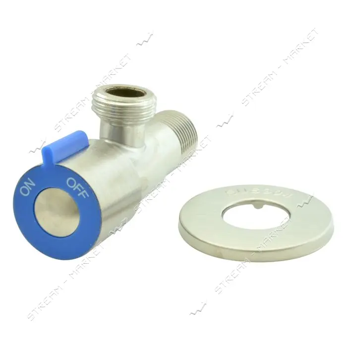 Кран Champion VAL-01 1/2"-1/2" для подключения сантехприборов с нержавеющей стали SUS 304 синий     