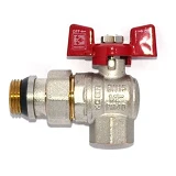 Шаровой кран с американкой угловой KOER KR 228-Gi 1/2" В/Н PN40 Антипротечка с красной ручкой