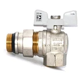 Шаровой кран с американкой угловой KOER KR 228-W-Gi 3/4" В/Н PN40 Антипротечка с белой ручкой       