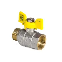 Кран Koer 3/4" В/Н бабочка газ желтая латунный шар KR.218.G PN40 242г                               