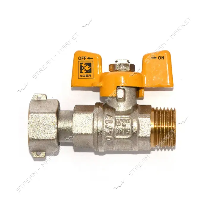 Шаровый кран прямой с накидной гайкой KOER 1/2" В/Н с ручкой бабочкой газ KR.220.G                  