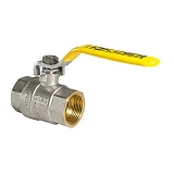 Шаровый кран Koer 3/4" В/В с желтой ручкой рычагом газ латунный шар