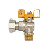 Шаровый кран угловой с накидной гайкой KOER 1/2" В/Н с ручкой бабочкой газ KR.221.G