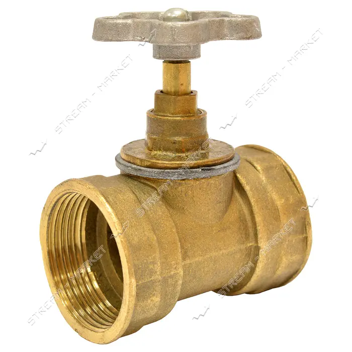 Латунный вентиль ДУ 40 Днепр 1 1/2" с ручкой ромашкой                                               