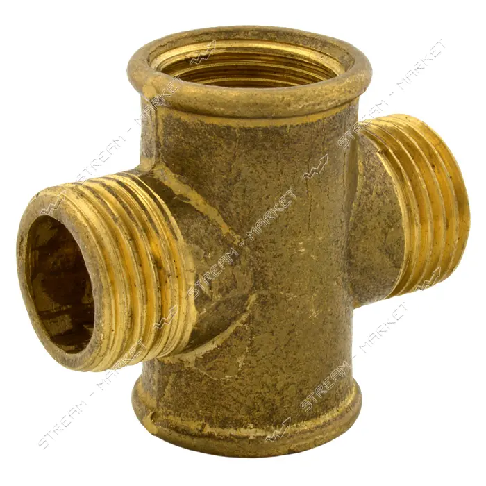 Крестовина латунная 1/2"Вх1/2"Нх1/2"Вх1/2"Н