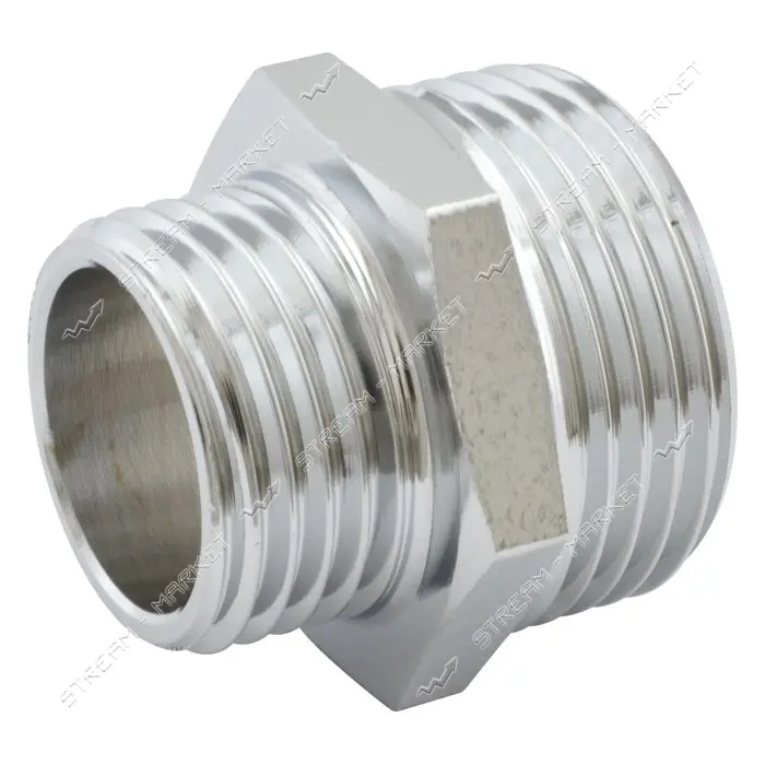 Ниппель RS нержавейка 1/2"Н-3/4"Н 15-20мм никель                                                    