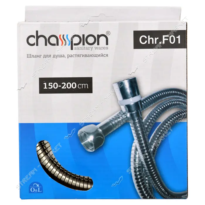 Шланг для душа Champion F01 1.5м растяжной в коробке