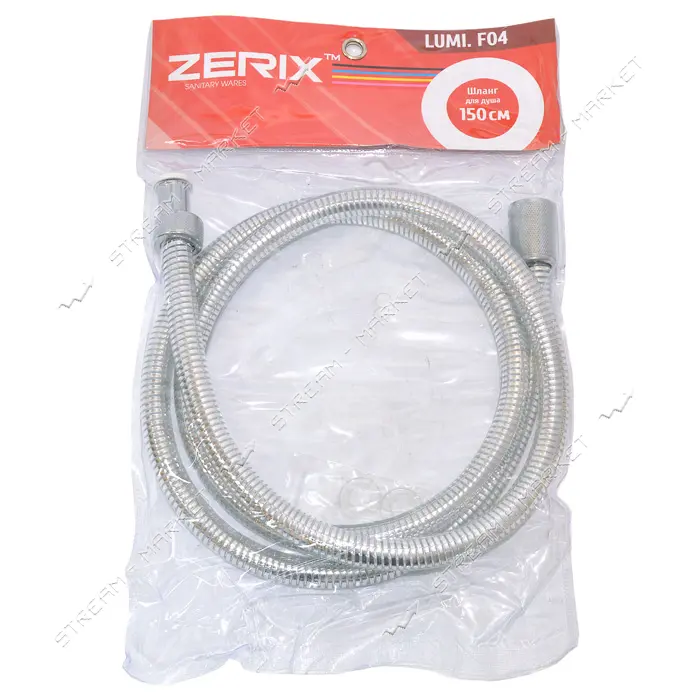 Шланг для душу Zerix F04 1.5м ПВХ силікон в пакетику                                                