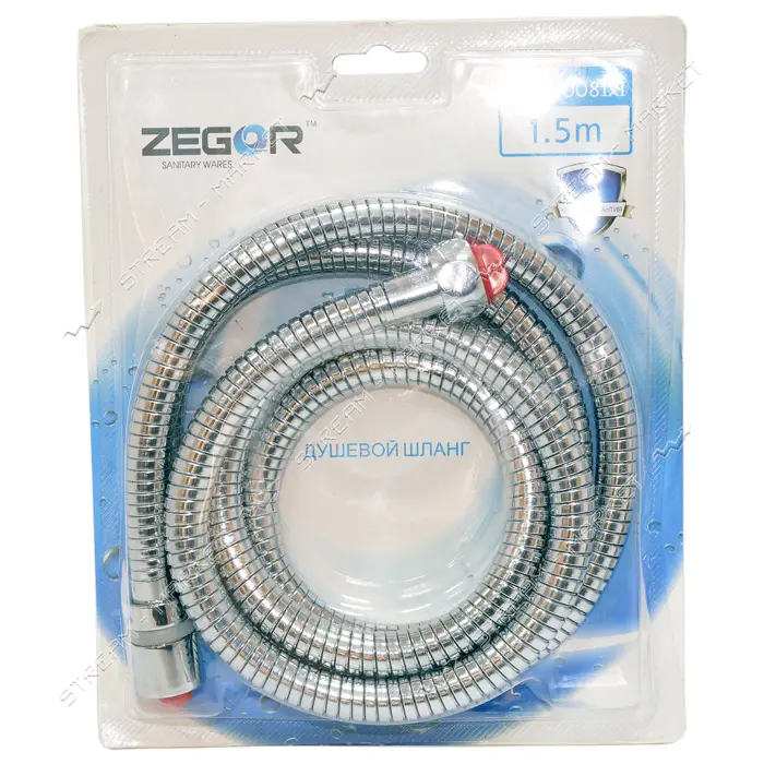 Шланг для душа Zegor WKR-008 1.5м растяжной блистер усиленный поворотная гайка