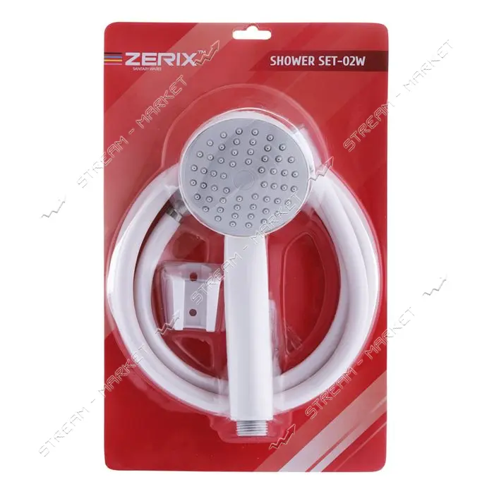 Набор для душа Zerix Shower SET-02W шланг лейка кронштейн белый