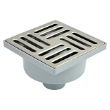 Трап пластиковый STP ТV-150-50.03 150х150мм с вертикальным выпуском 50мм нерж.решетка