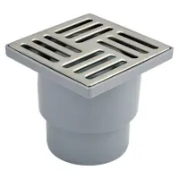 Трап пластиковый STP ТV-150-110.03 150х150мм с вертикальным выпуском 110мм нерж.решетка