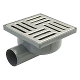 Трап пластиковый Extra Plast 150х150мм с горизонтальным выпуском 50мм решетка нержавеющая сталь     