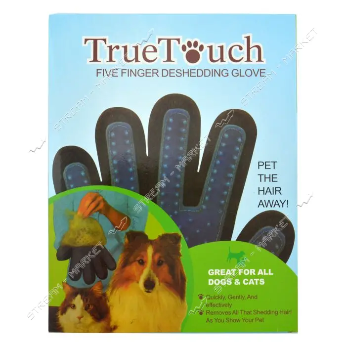 Щетка-рукавица True Touch для снятия шерсти с домашних животных                                     
