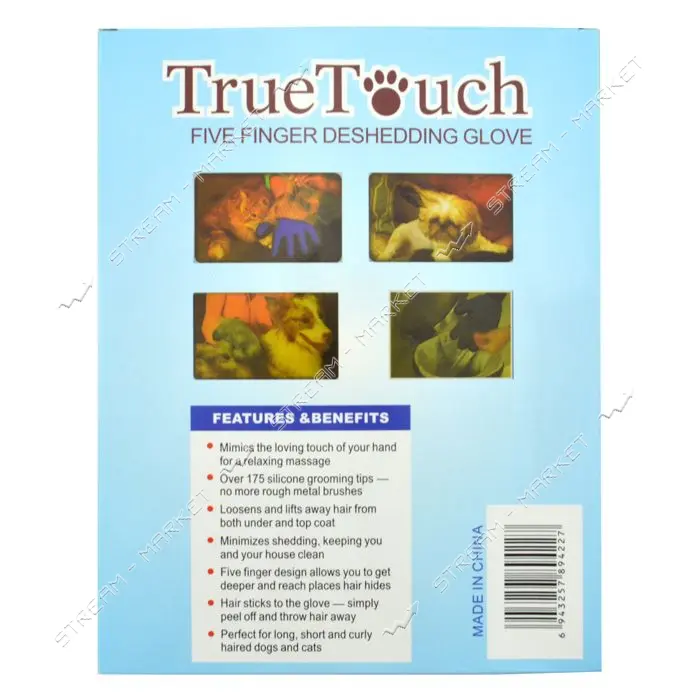 Щетка-рукавица True Touch для снятия шерсти с домашних животных                                     
