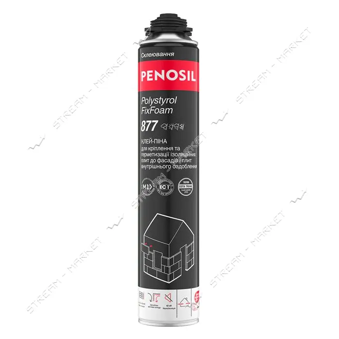 Пена-клей Penosil Premium Polystyrol FixFoam 877 профессиональная 750мл