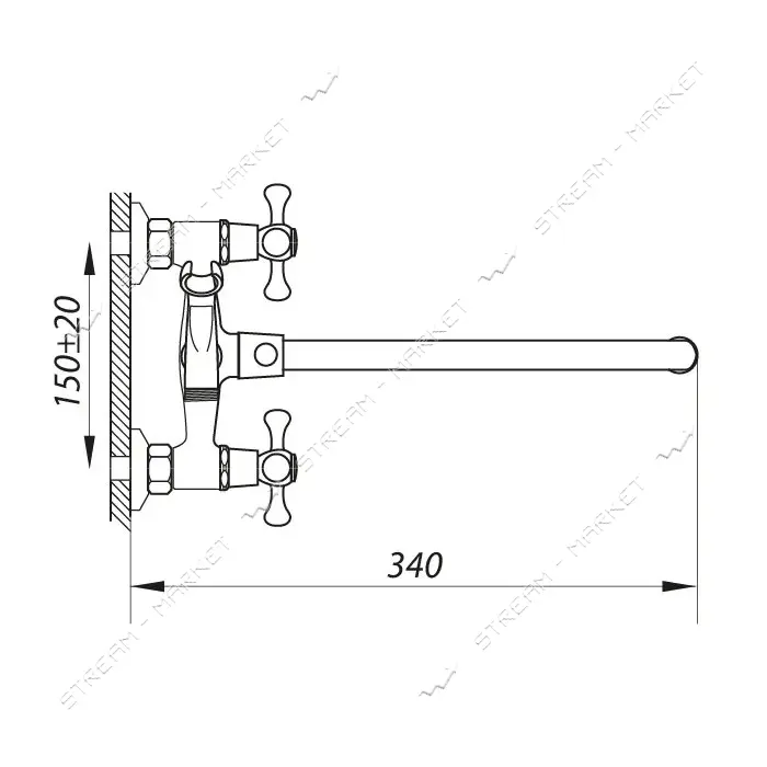 Смеситель для ванны Zerix DMX Rubber длинный ручка WSL-605 букса 1/2"