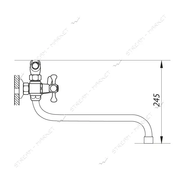Смеситель для ванны Zerix DMX Rubber длинный ручка WSL-605 букса 1/2"