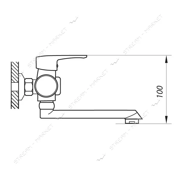 Смеситель для ванной Zerix PUD3 A045                                                                