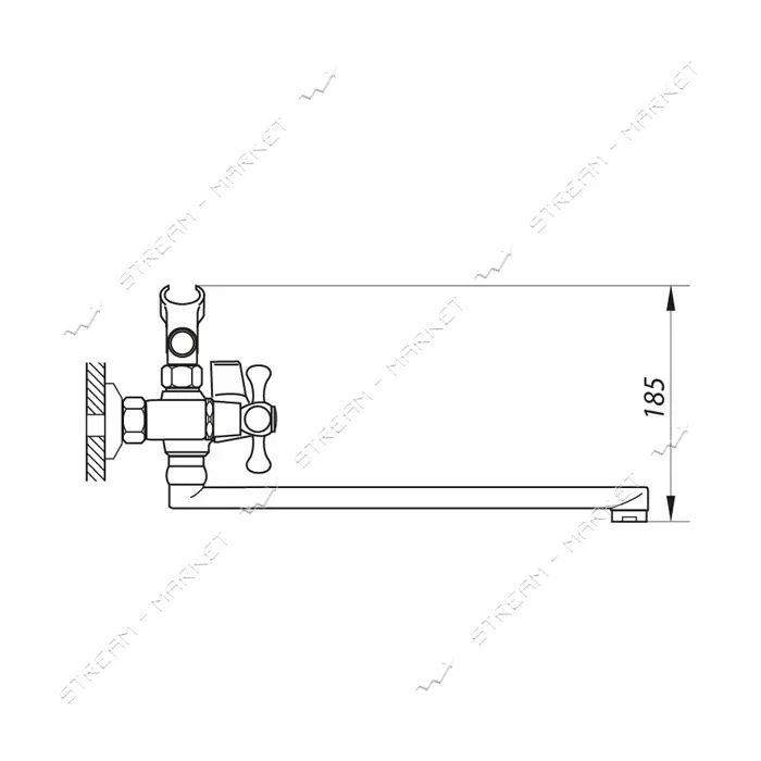 Смеситель для ванны Zerix DML Euro длинный ручка WSL-827 букса 1/2"