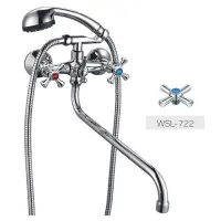 Смеситель для ванны Zerix DFR-A длинный ручка WSL-722 букса 1/2"                                    