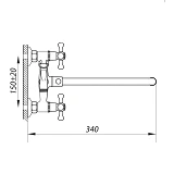 Смеситель для ванны Zerix DFR-A длинный ручка WSL-722 букса 1/2"