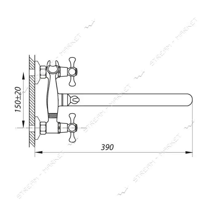 Смеситель для ванны Zerix DFR-A Rubber длинный ручка WSL-722 букса 1/2"