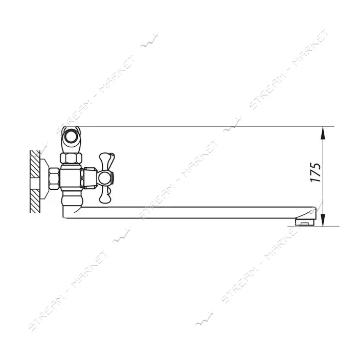 Смеситель для ванны Zerix DFR-A Rubber длинный ручка WSL-722 букса 1/2"