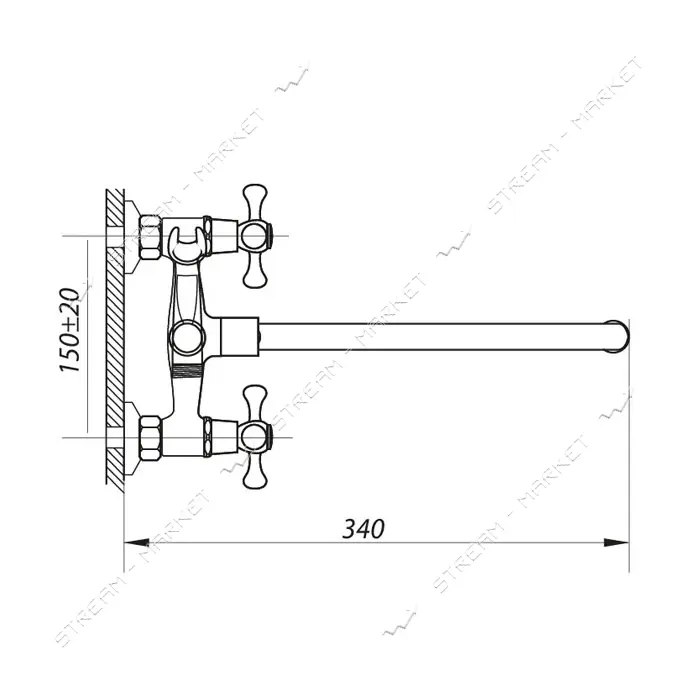 Смеситель для ванны Zerix DMT Euro длинный ручка WSL-722 букса 1/2"