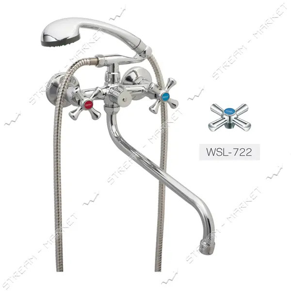 Смеситель для ванны Zerix DMT Euro длинный ручка WSL-722 букса 1/2"