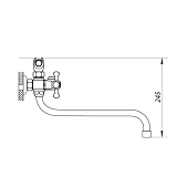 Смеситель для ванной Zerix DMT Euro длинный ручка WSL-827 букса 1/2"