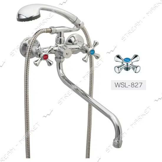Смеситель для ванной Zerix DMT Euro длинный ручка WSL-827 букса 1/2"