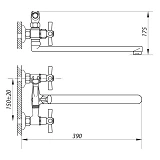 Смеситель для ванны Zerix DMT-B Euro длинный ручка WSL-722 букса 1/2"