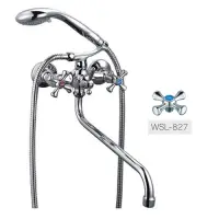 Смеситель для ванной Zerix D3Q длинный ручка WSL-827 букса 1/2"                                     