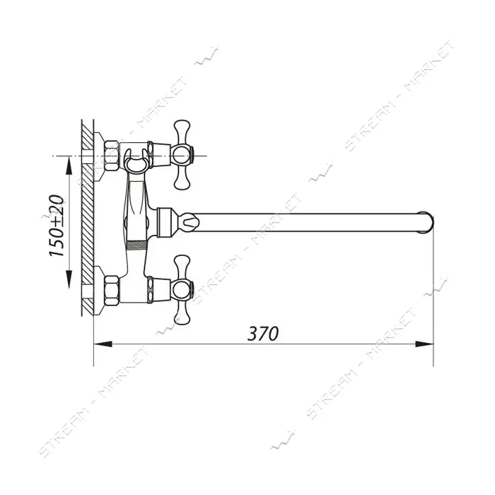 Смеситель для ванной Zerix D3Q длинный ручка WSL-827 букса 1/2"