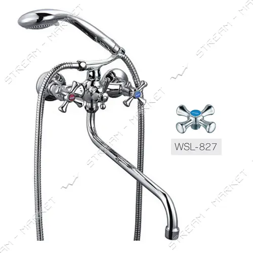 Смеситель для ванной Zerix D3Q длинный ручка WSL-827 букса 1/2"