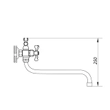 Смеситель для ванной Zerix D3Q длинный ручка WSL-722 букса 1/2"